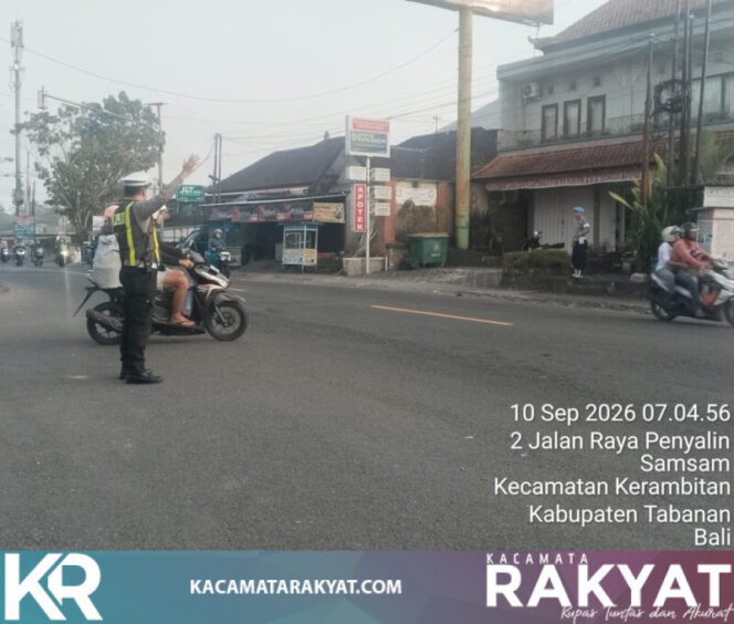 
					Strong Poin Pagi Polsek Kerambitan, Jaga Kelancaran Arus Lalu-Lintas dan Keselamatan Pengguna Jalan*
